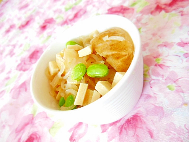 ダシダｄｅ❤高野豆腐と馬鈴薯と糸蒟蒻と枝豆の煮物❤
