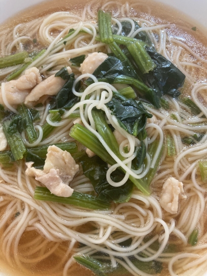 寒い朝はコレ！鶏ガラスープのしょうが入りにゅうめん