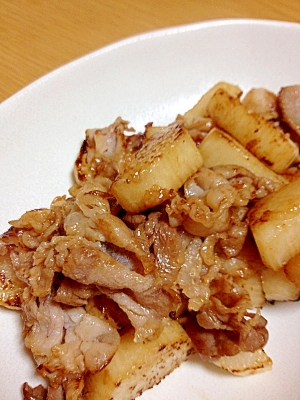 長芋と豚肉の炒め物