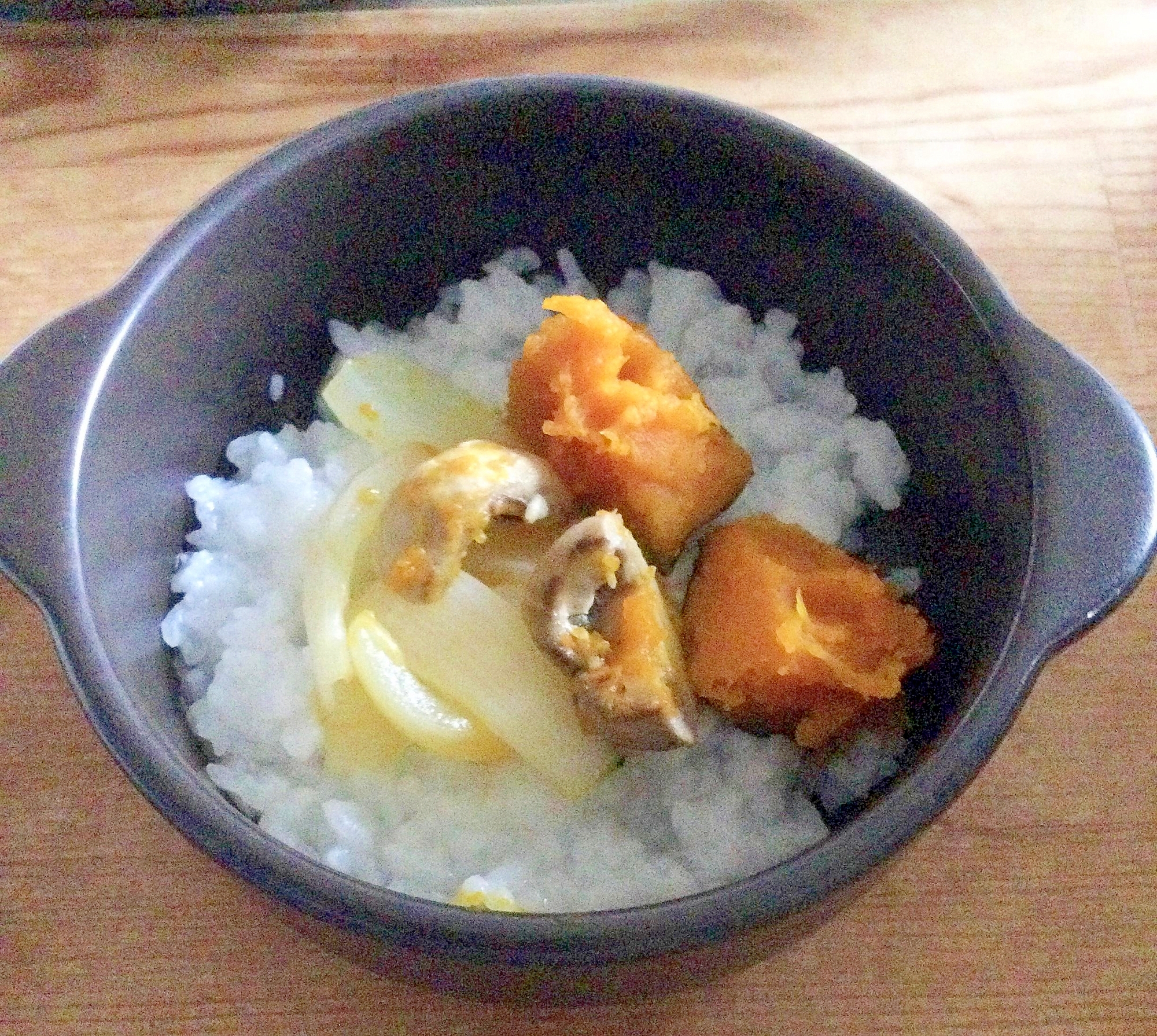 玉ねぎかぼちゃマッシュルーム乗せ♡ご飯♪