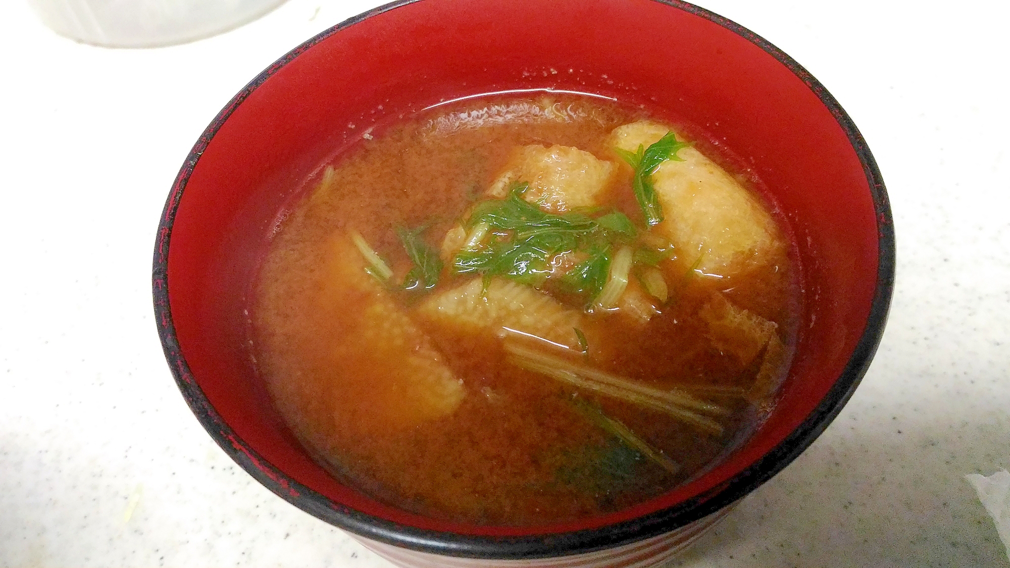 長芋と水菜、あげの味噌汁