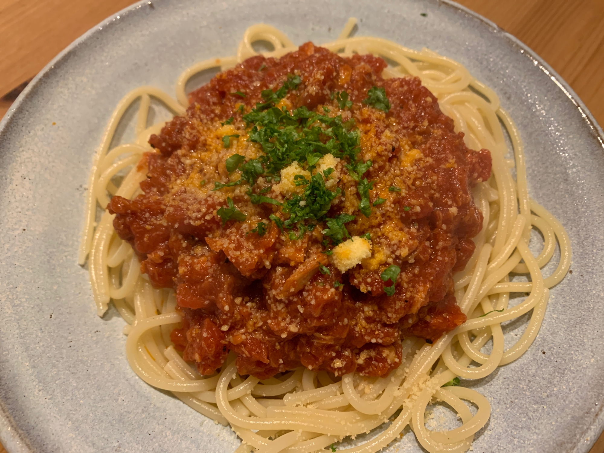 ツナ・トマト缶でパスタ