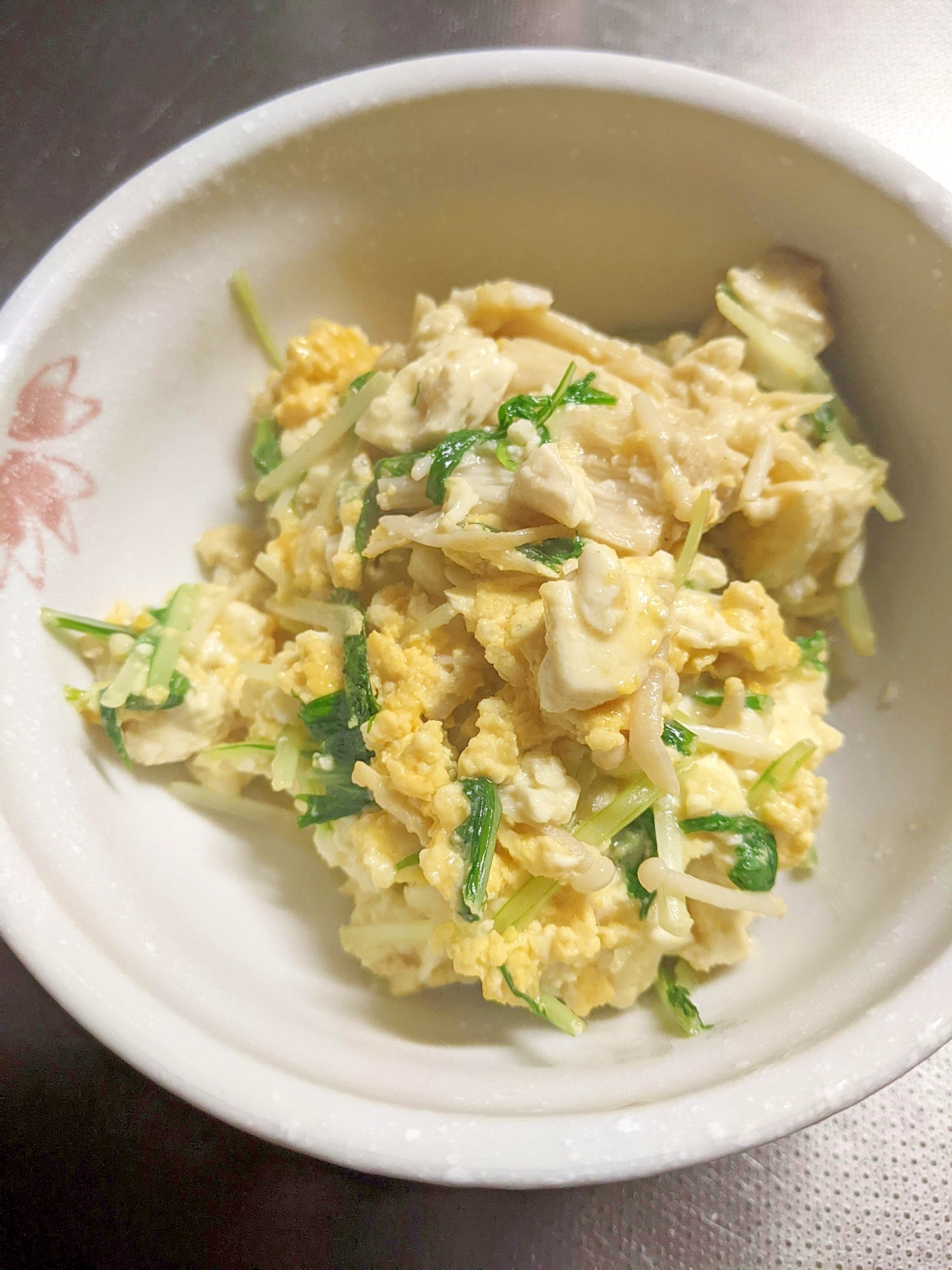 水菜と豆腐の卵和え