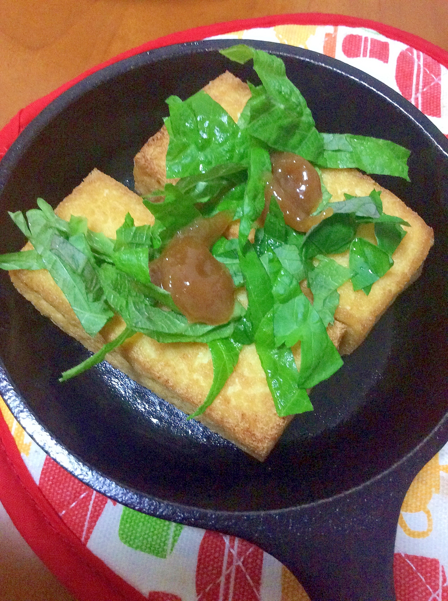 厚揚げ焼き大葉油味噌乗せ