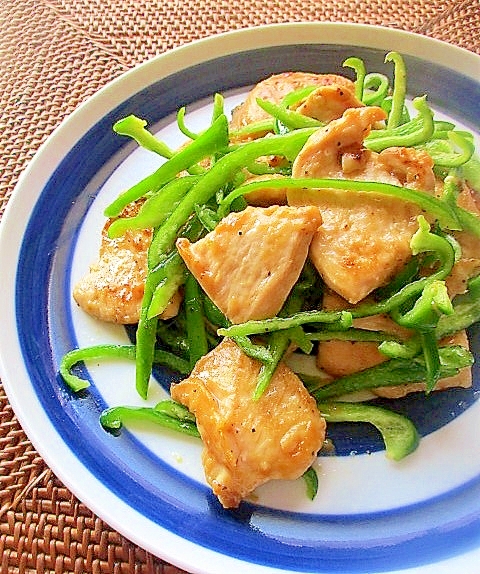 節約おかず♪鷄むね肉とピーマンのからし炒め