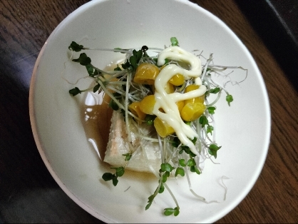 コーンと水菜の冷奴