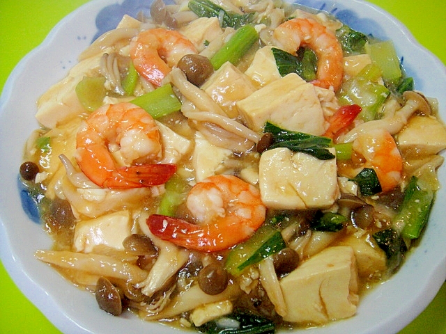 豆腐ときのこエビの中華風うま煮 レシピ 作り方 By Mint74 楽天レシピ