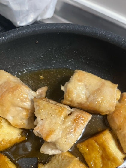 厚揚げの豚ロース巻照り焼き