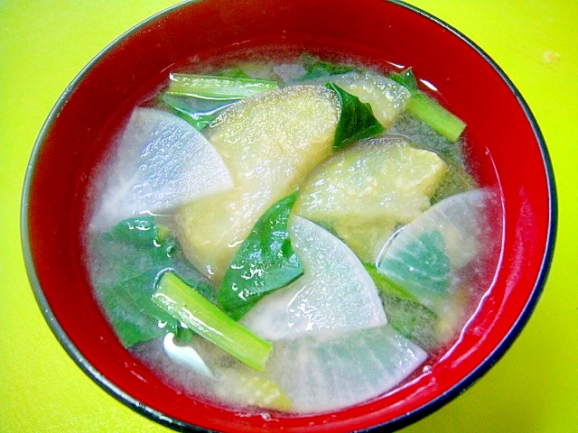 茄子と大根小松菜の味噌汁