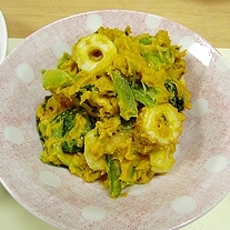 小松菜と竹輪のかぼちゃサラダ