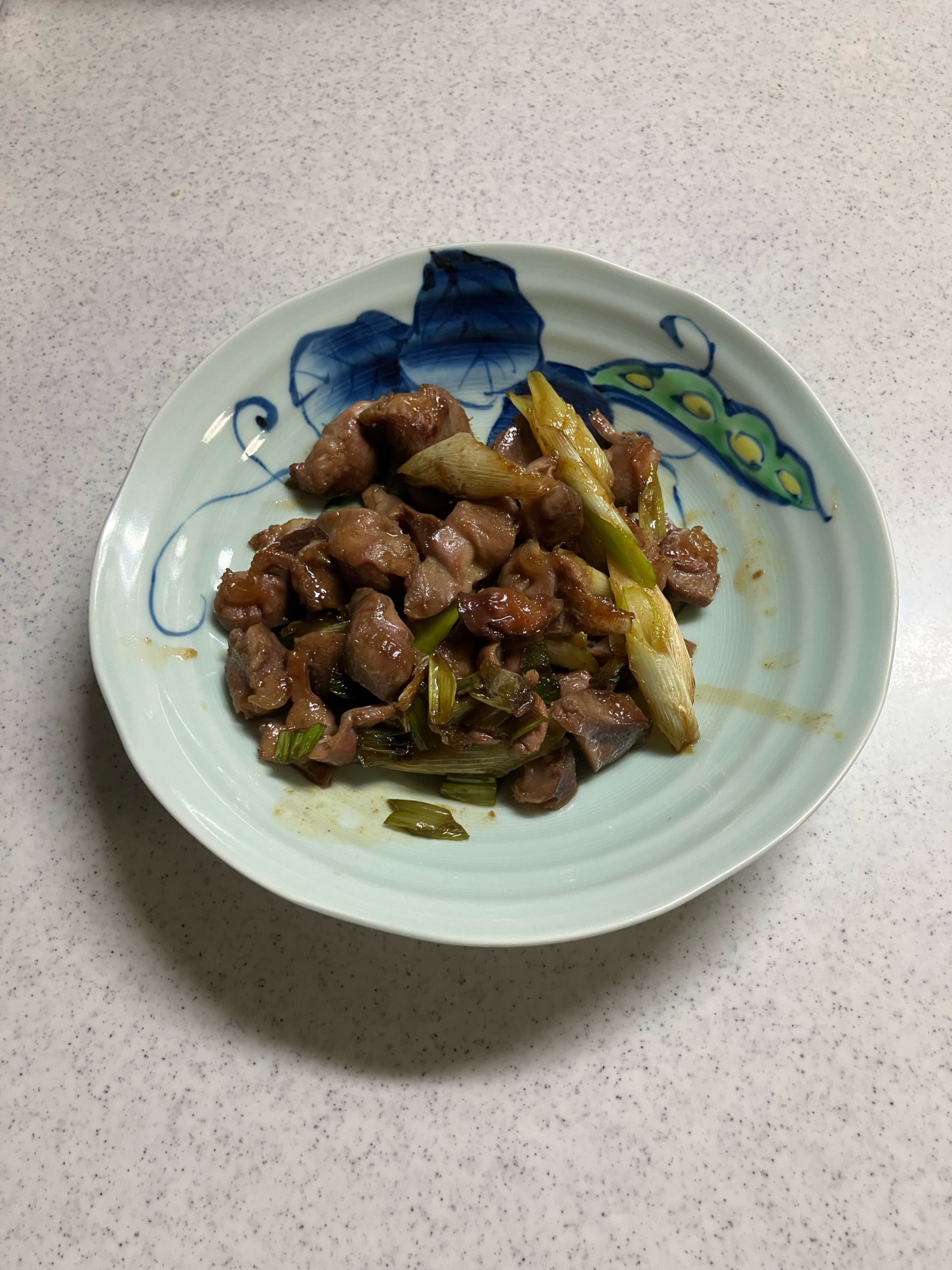 砂肝と長ネギの甘辛炒め