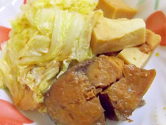 節約応援!!レンジで簡単♪さば味噌煮缶の煮物風