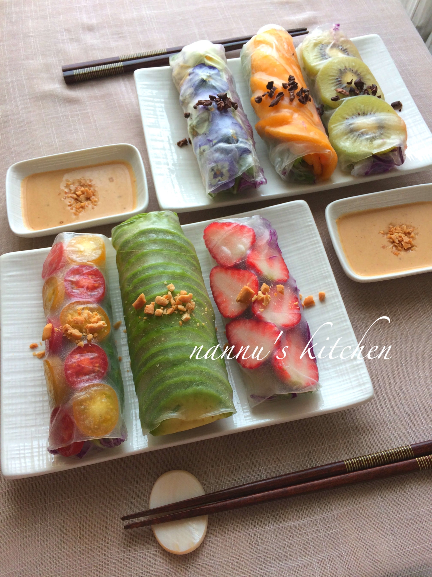 カラフルなレインボー生春巻き ピーナッツソース レシピ 作り方 By Nannu S Kitchen 楽天レシピ カラフルなレインボー生春巻き ピーナッツソース レシピ 作り方 By Nannu S Kitchen 楽天レシピ