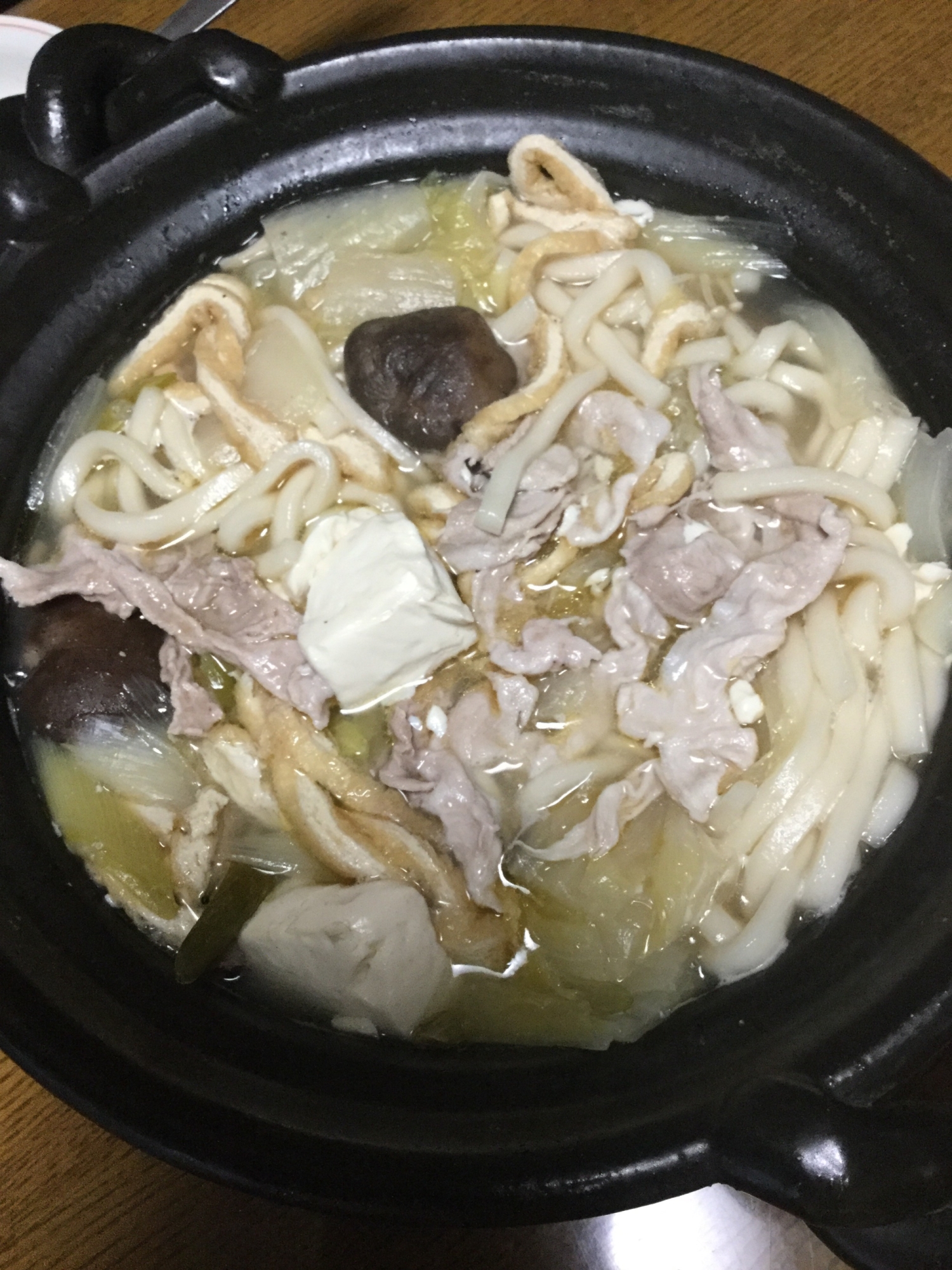 塩味の鍋焼きうどん風