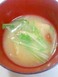 水菜とさつま揚げの味噌汁