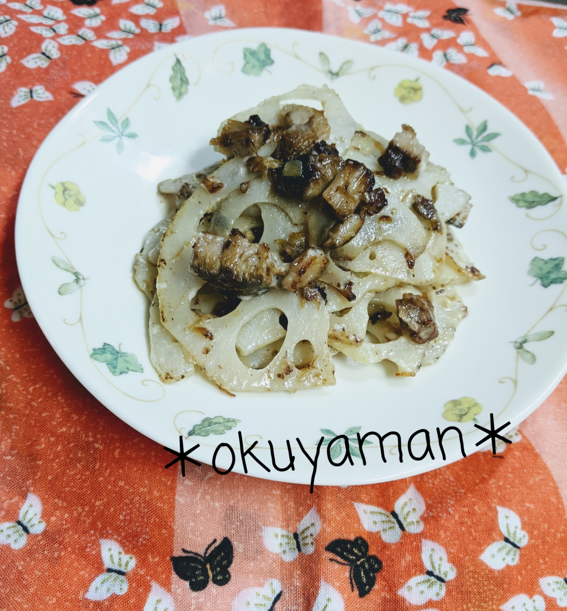 れんこんとチャーシューのペーパーマヨ和え