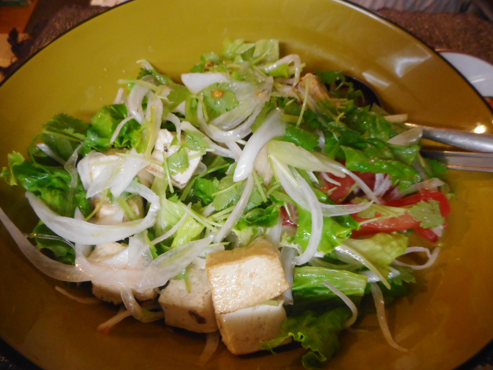 豆腐のソテーと三つ葉のグリーンサラダ