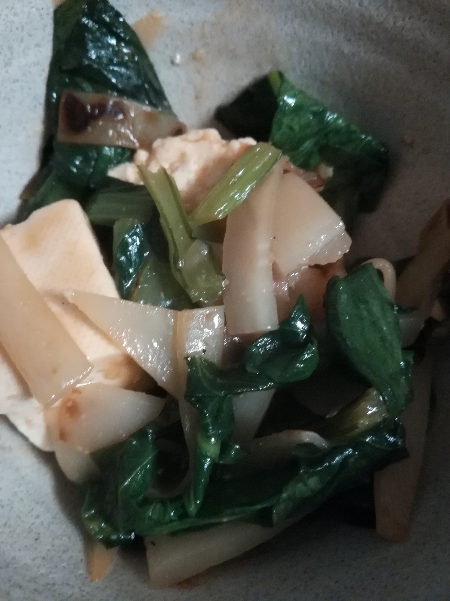 木綿豆腐と小松菜の味噌煮