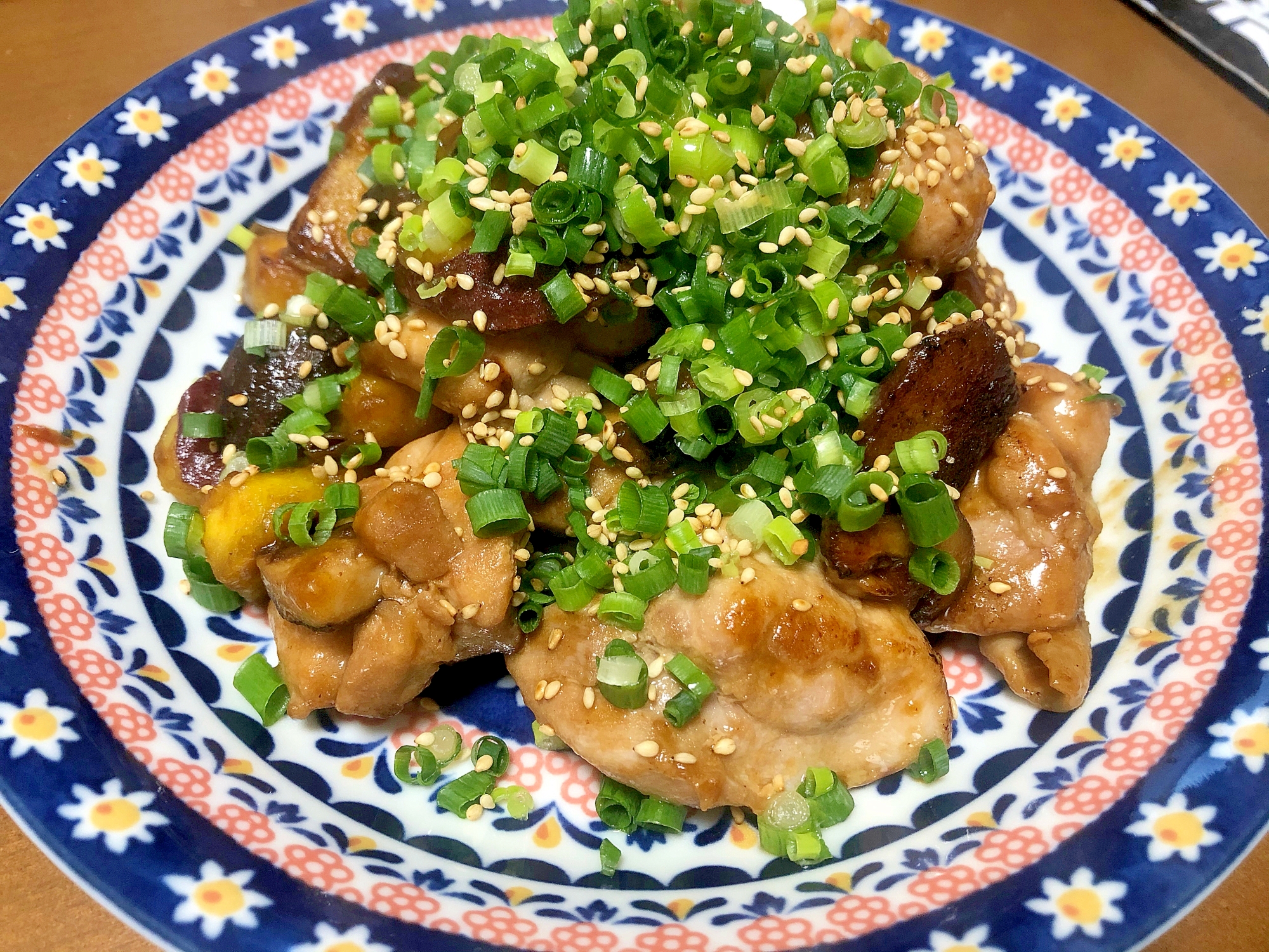 秋の野菜と鶏肉のポン酢いため