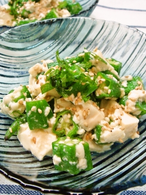 おくらと豆腐のネバネバごまサラダ