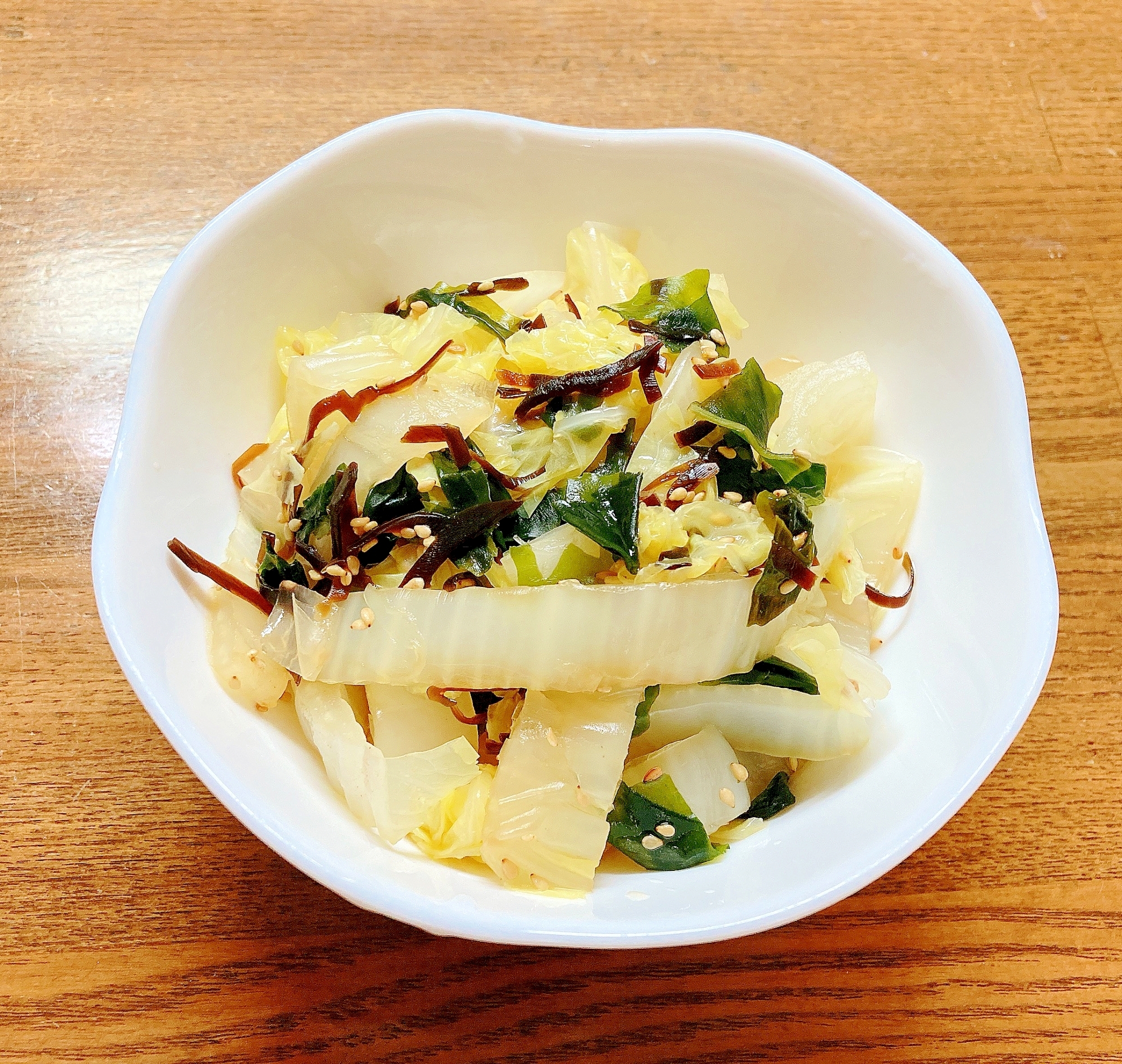 白菜塩昆布ワカメの酢の物