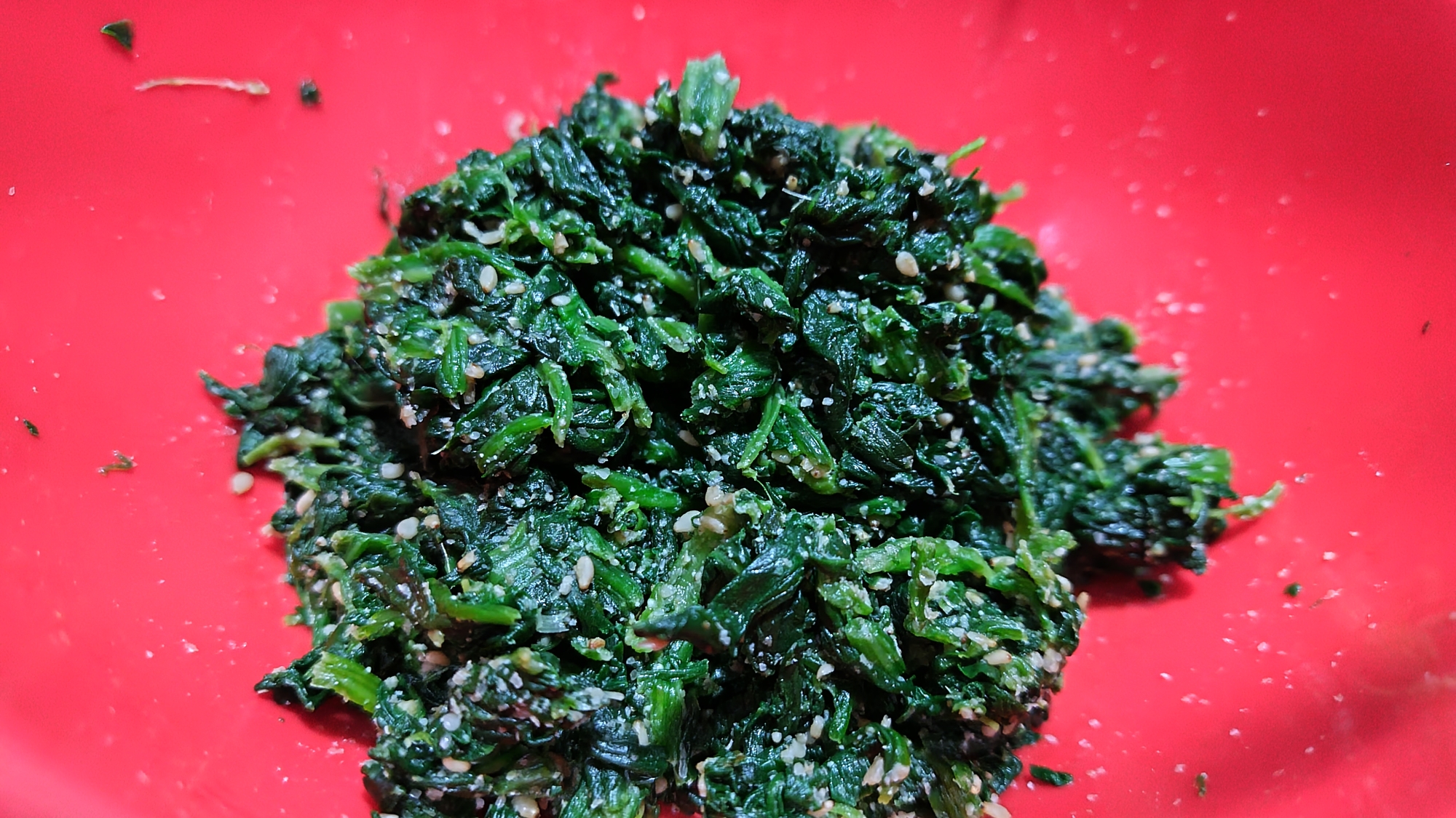 あご×こんぶꕥレンジで作るほうれん草のごま和え