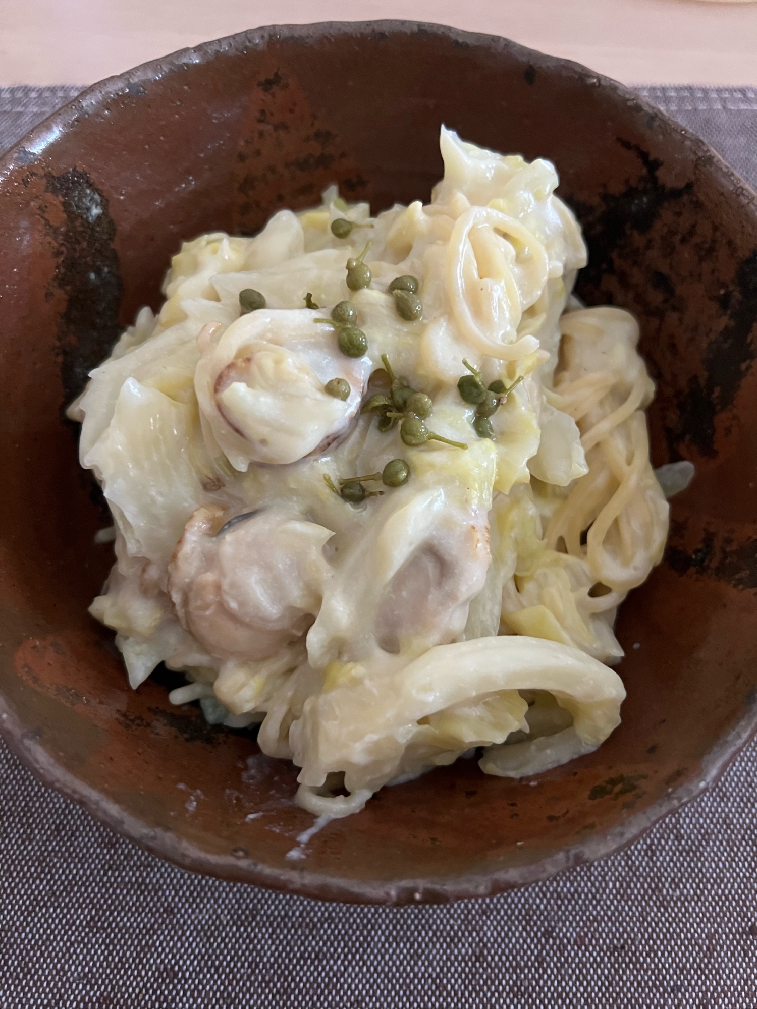 キャベツたっぷり♪豆乳クリームパスタ