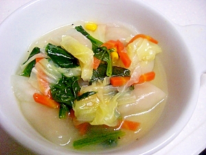 水餃子と野菜たっぷりの中華ミルクスープ