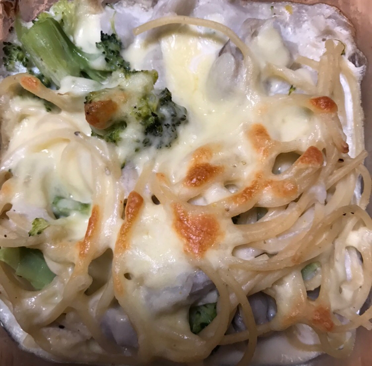 里芋豆乳ソースでパスタグラタン