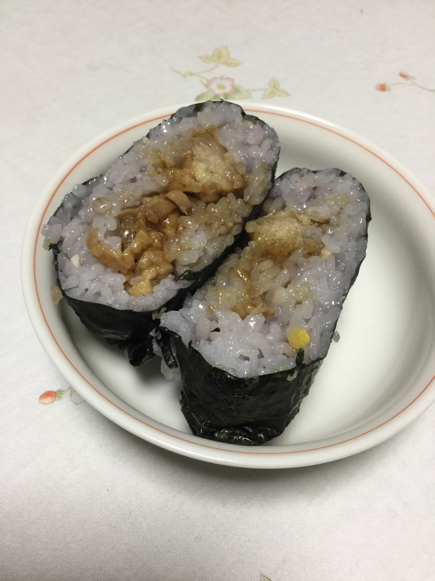 鶏唐揚げで照り焼き風おにぎり