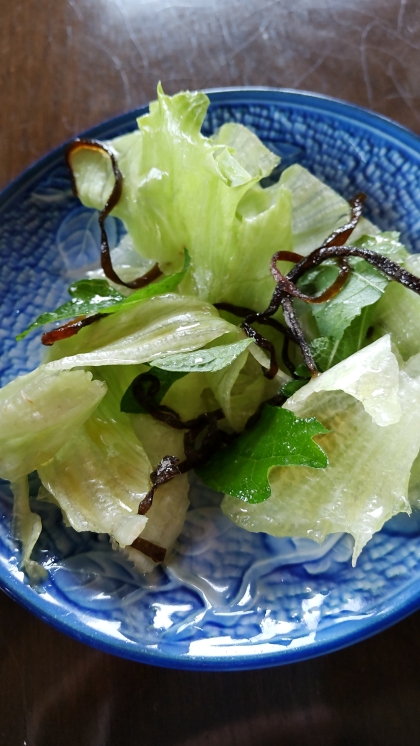 簡単副菜♪大葉レタス塩昆布のサッパリちぎりサラダ