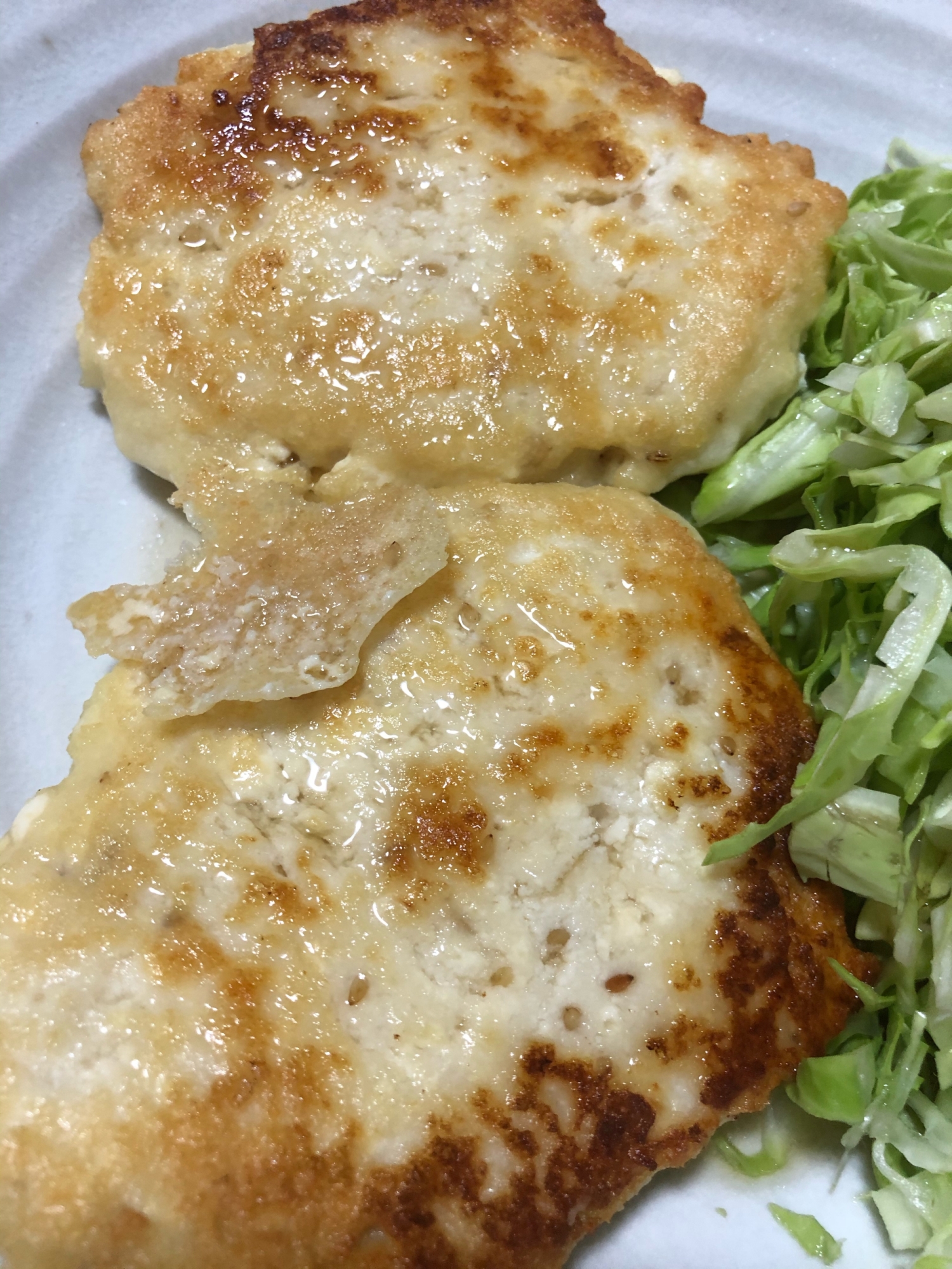 鳥ミンチの豆腐ステーキ甘酢餡掛け