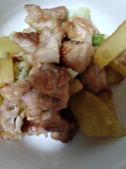 鶏肉とさつまいもの香味炒め