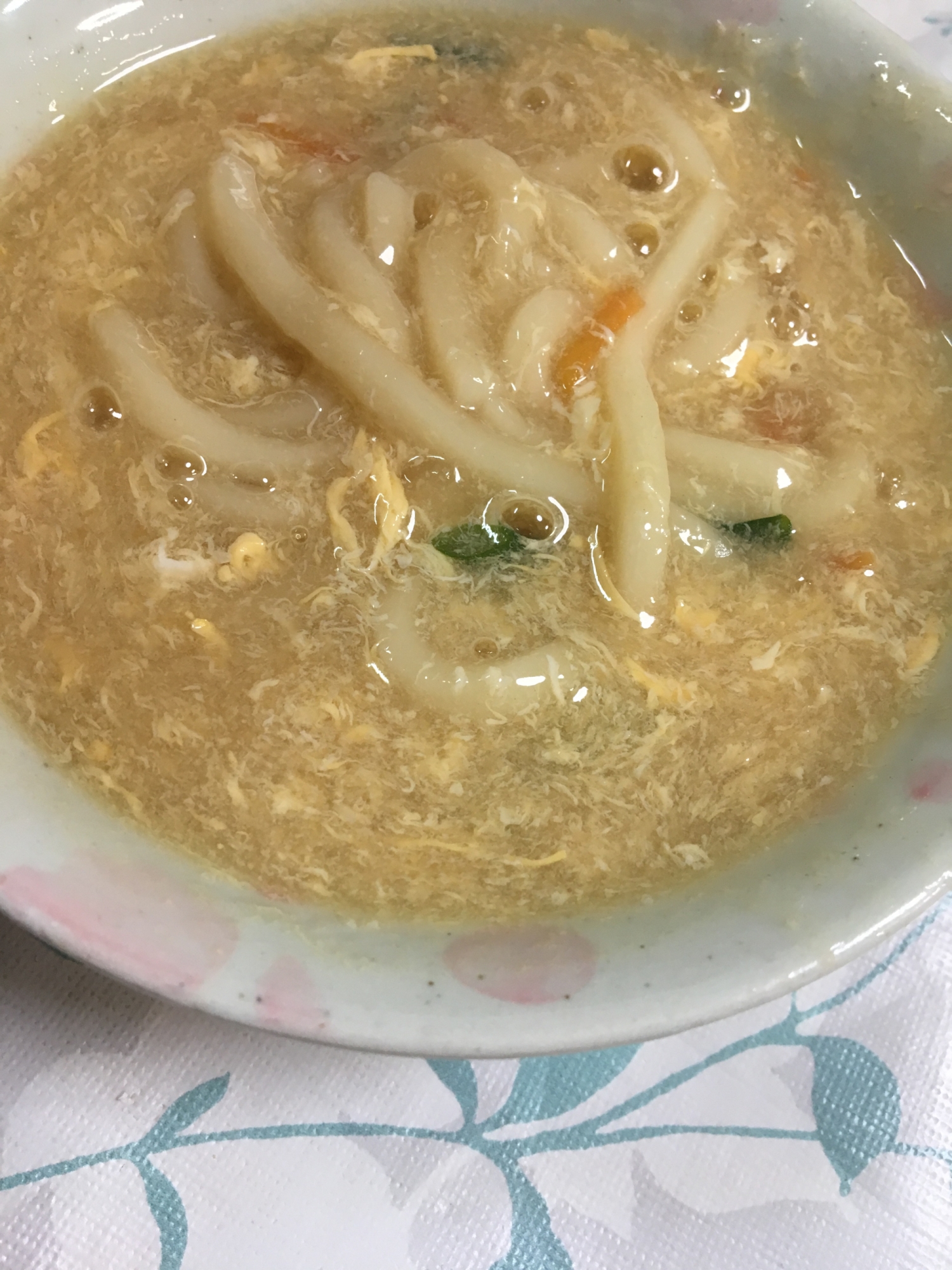 人参とねぎのとろーりあんかけ玉子うどん(o^^o)