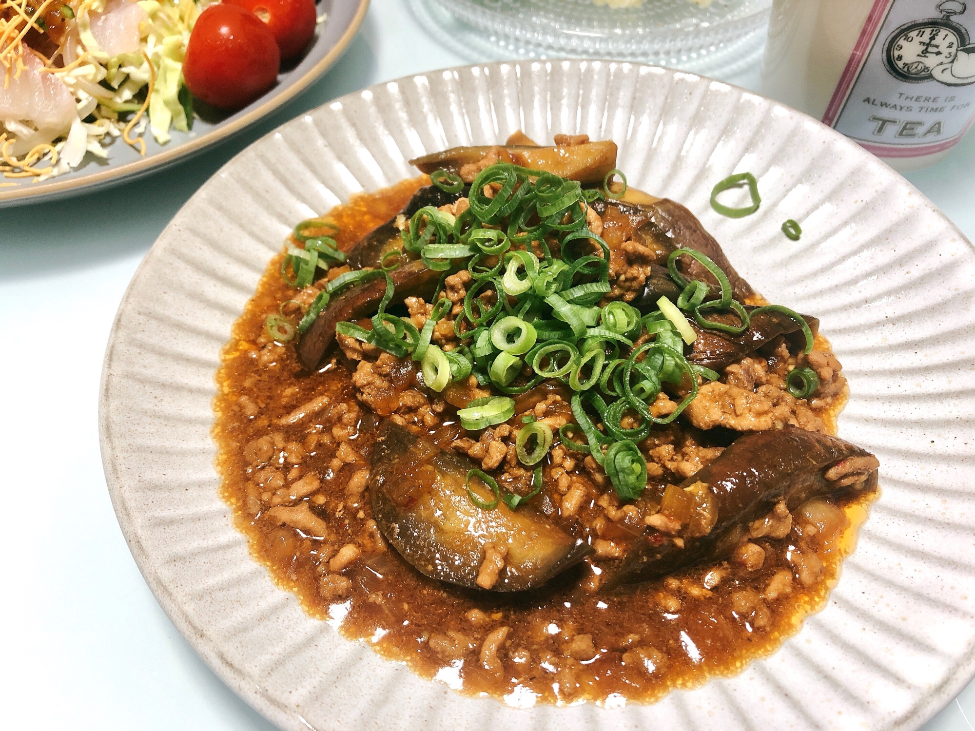 甜麺醤で玉ねぎ入り麻婆茄子