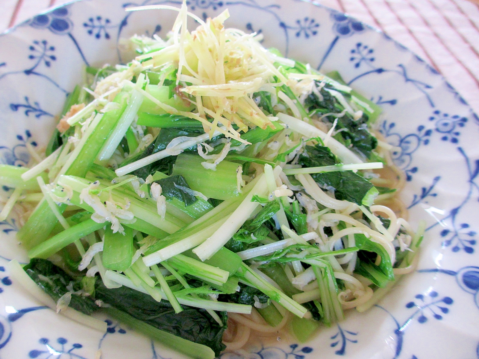 小松菜と水菜の和風パスタ