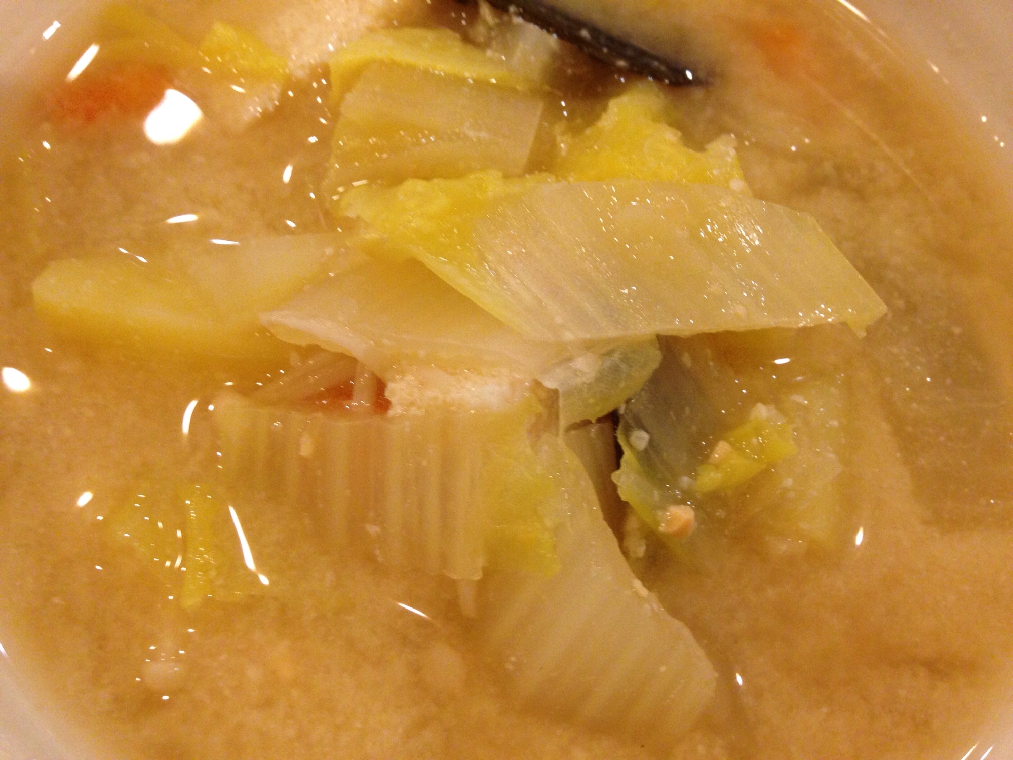 白菜と人参とじゃがいもと昆布と凍み豆腐の粕汁