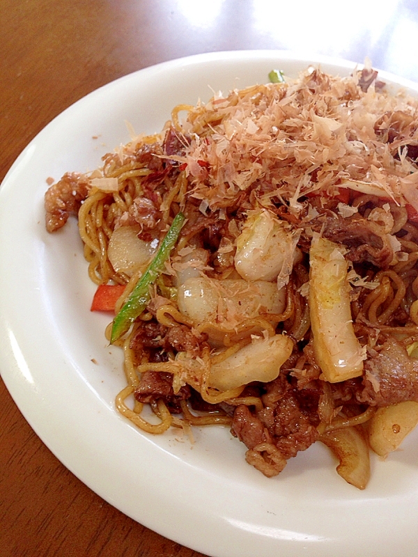 牛肉と白菜のソース焼きそば