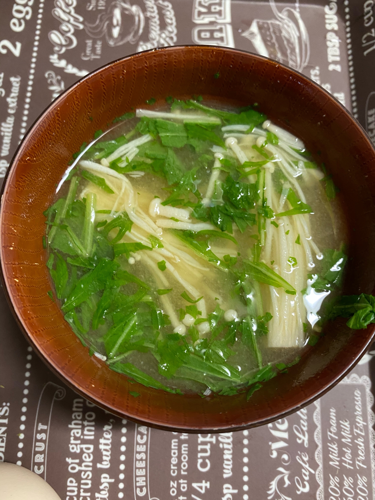 時短♫えのきと水菜　味噌汁