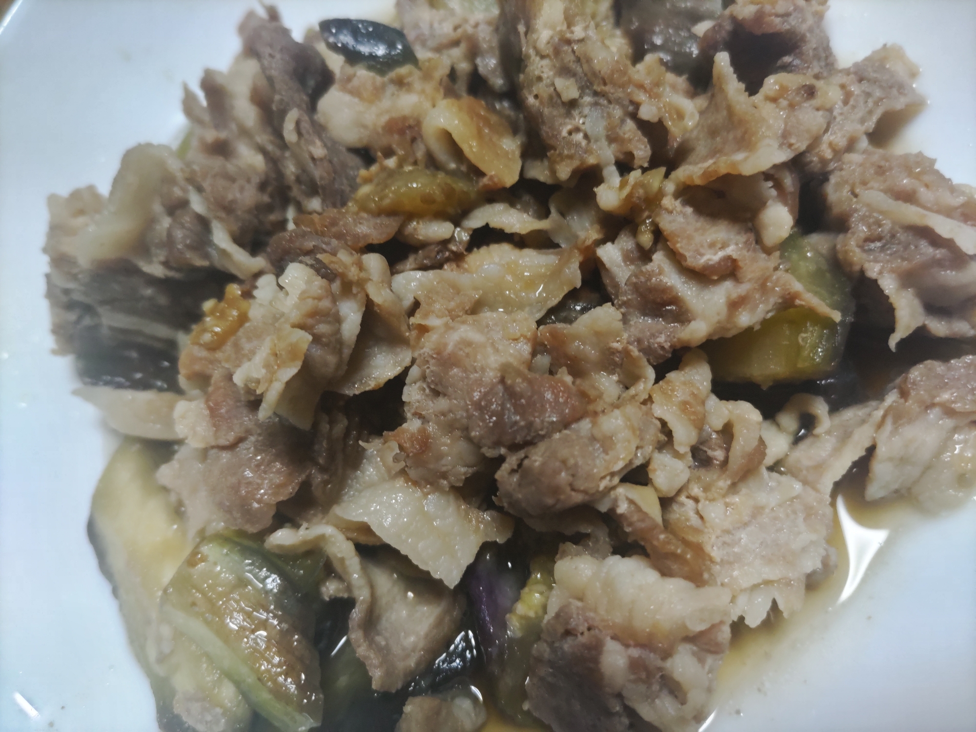 ナスと豚肉のポン酢炒め