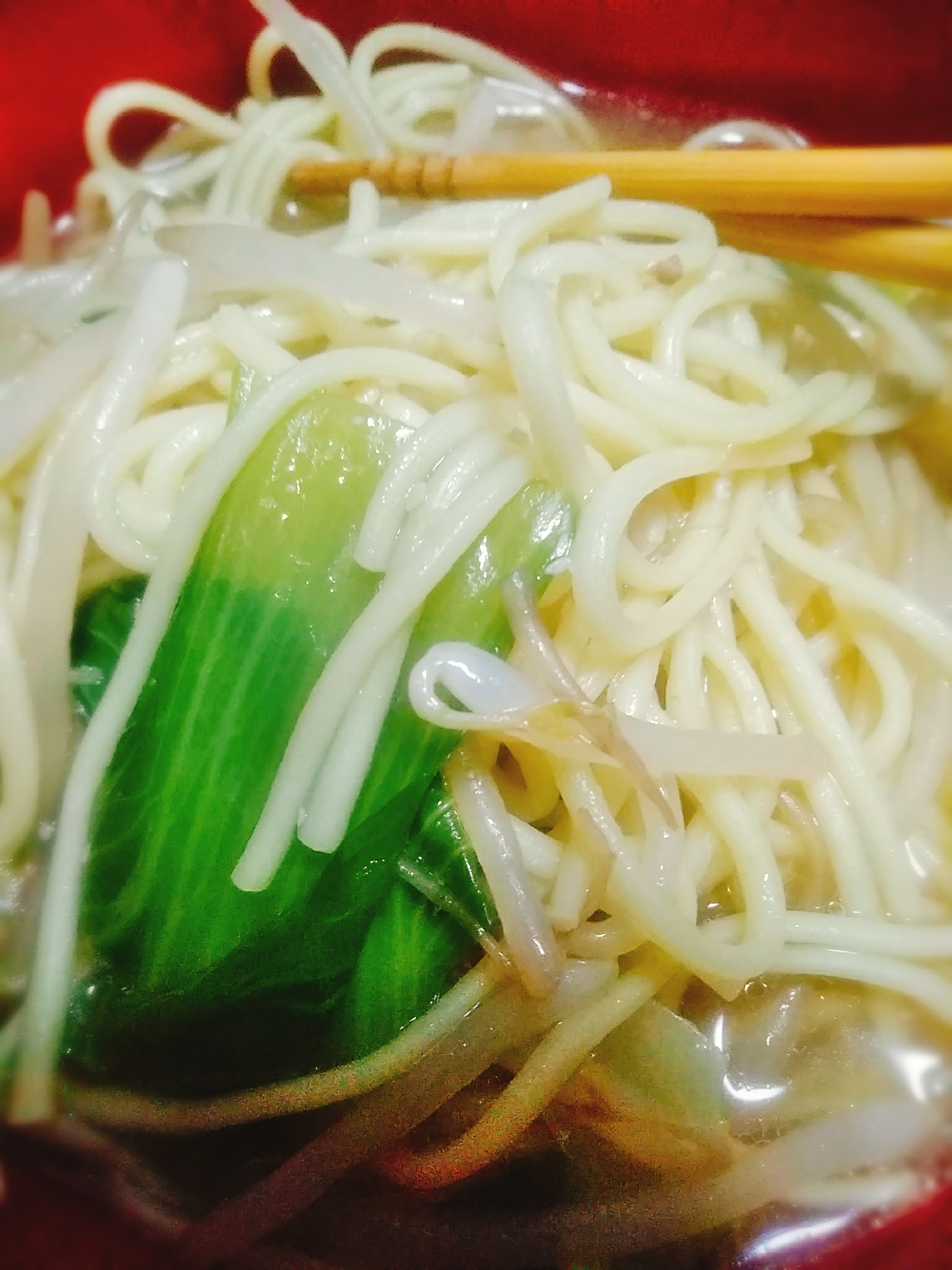 もやしとチンゲン菜のラーメン