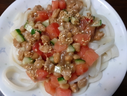 さっぱり！トマトときゅうりの梅納豆和え♪