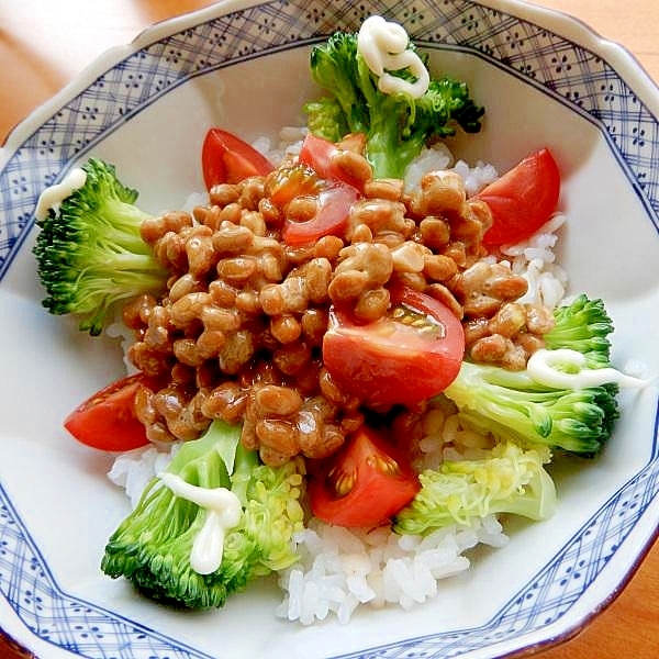 ３分！わざと残した野菜利用で❤ベジ納豆丼♪