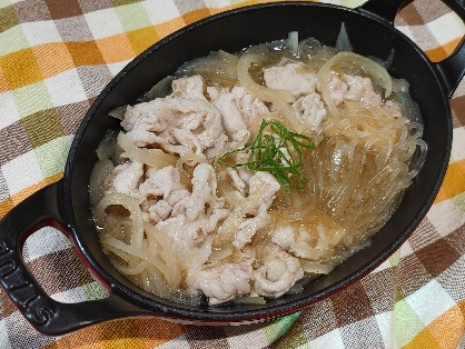 ❤️豚肉と玉ねぎと糸こんにゃくの煮物❤️