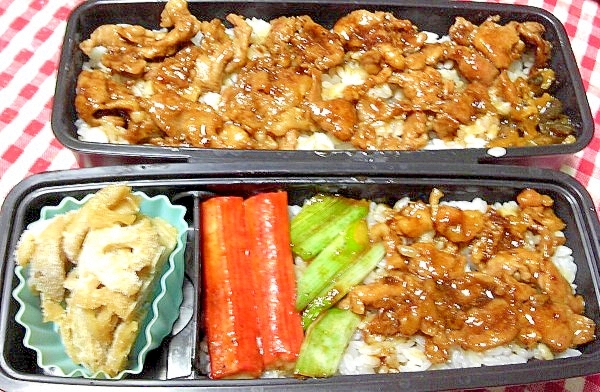 生姜を効かせた豚肉の甘辛煮弁当