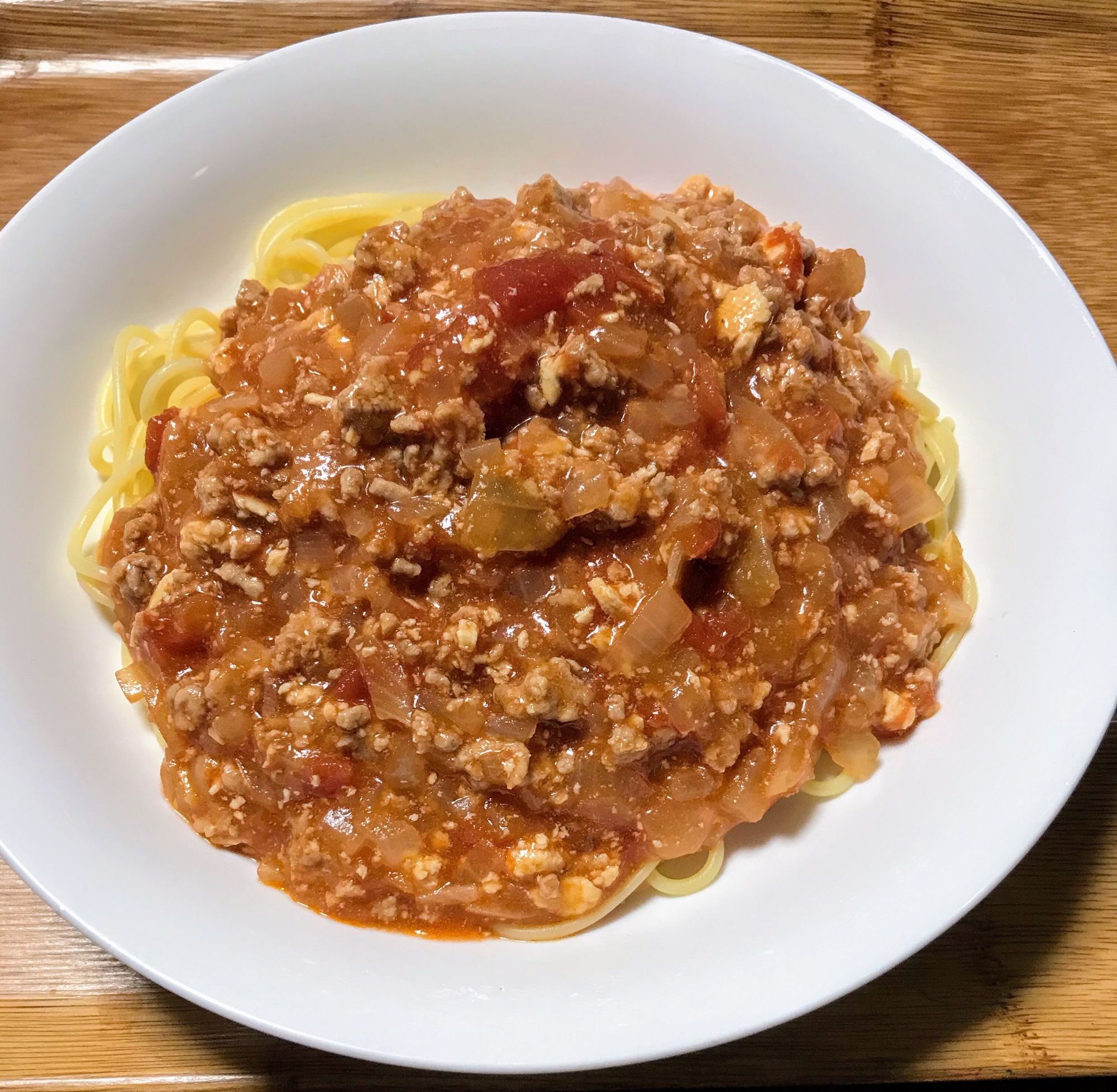 簡単 夕飯ランチに 豆腐ミートソーススパゲティ レシピ 作り方 By ガンガラバ 楽天レシピ