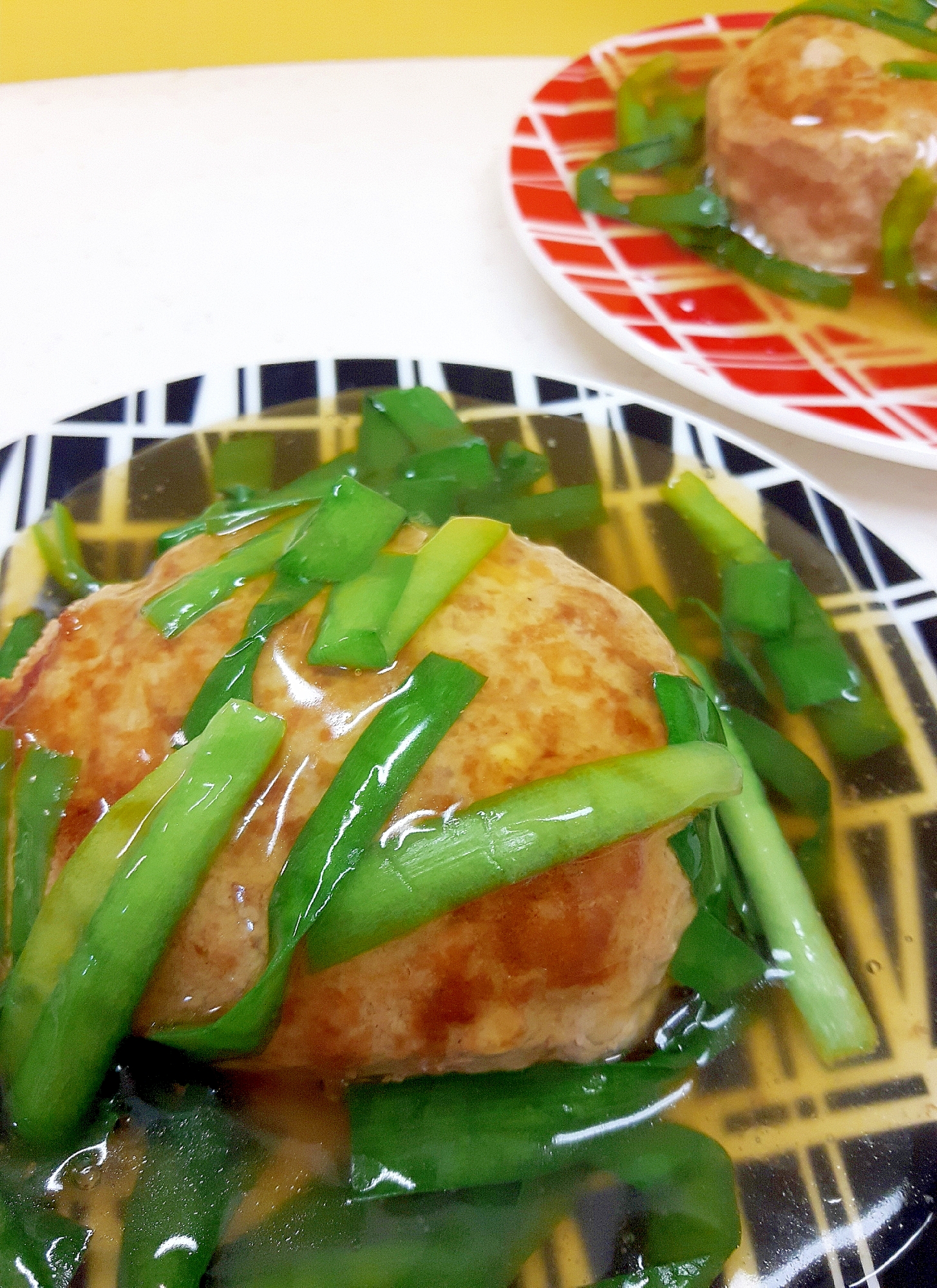 エノキでかさ増し！豆腐ハンバーグのニラあんかけ♪