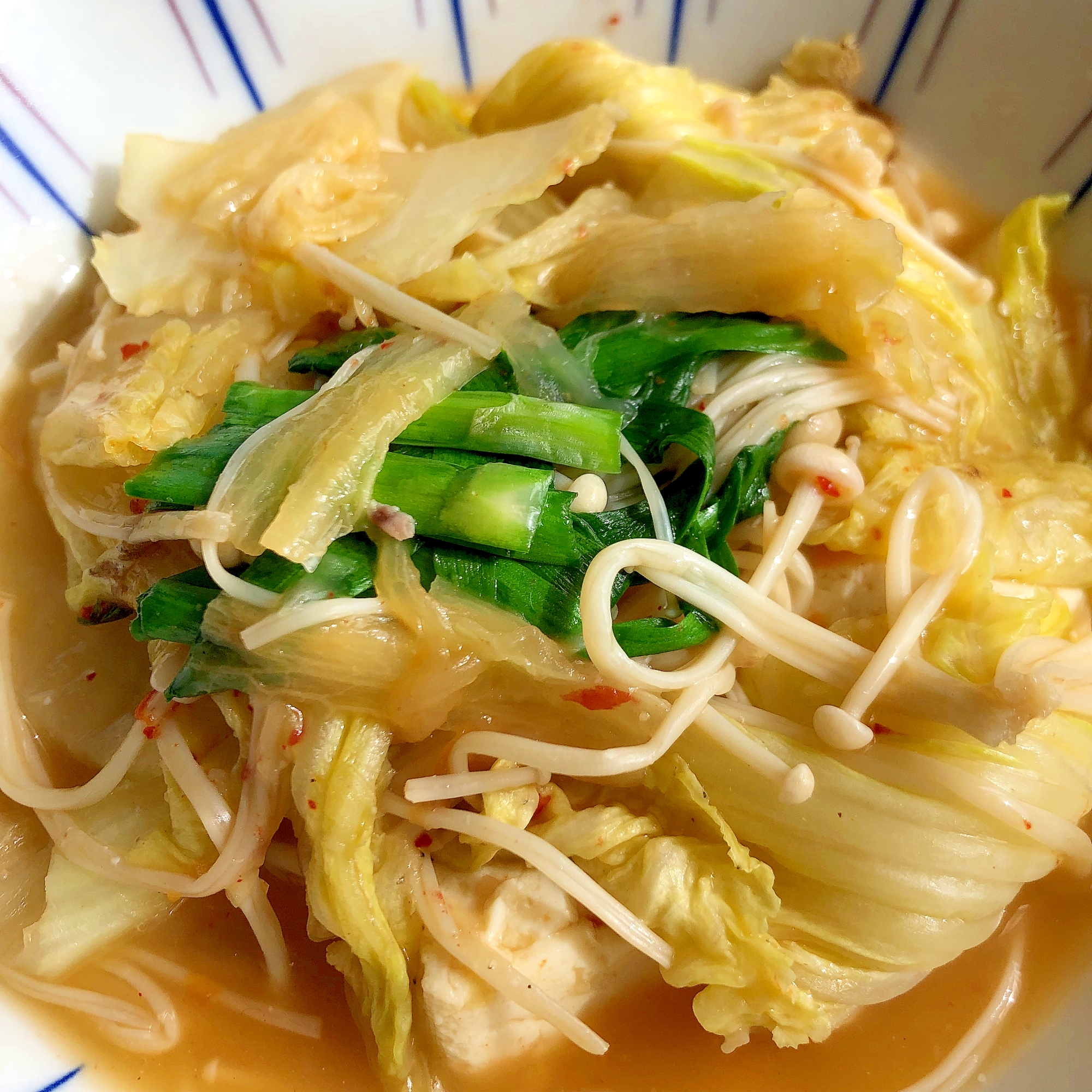 白菜とニラとえのきの蒸し物☆