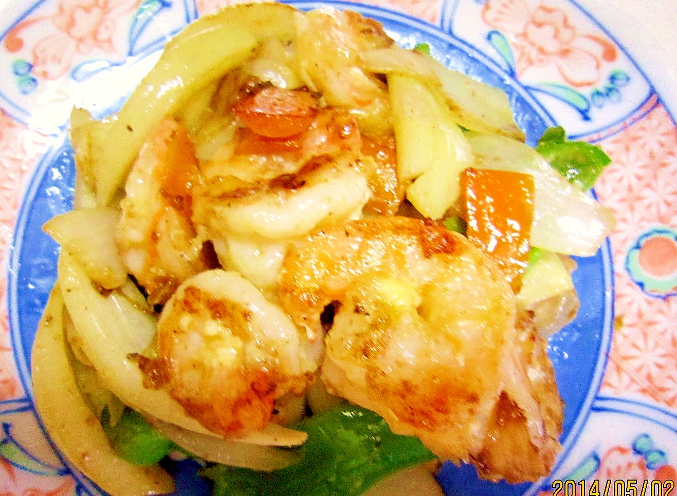 ５分で簡単おもてなし　海老と野菜の炒め物