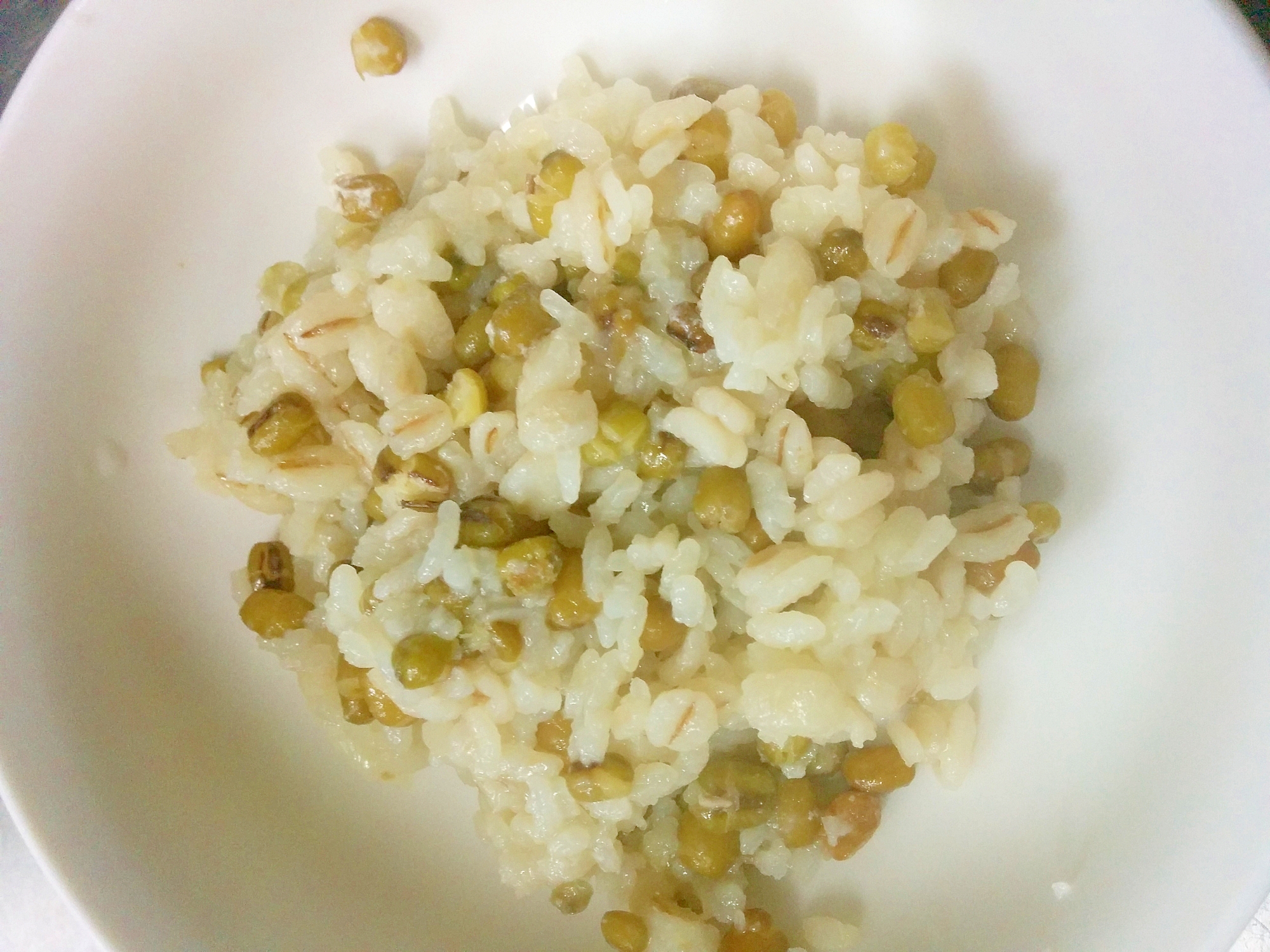 ご飯だけで１日約19ｇ簡単たんぱく質摂取　緑豆ご飯